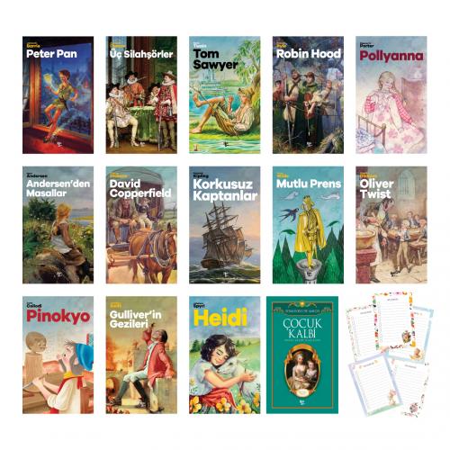 Çocuklara Dünya Romanları 14 kitap ve 5'li Bloknot