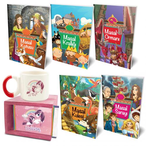 Çocuklara Masallar 5 Kitap ve Unicorn Kutulu Kupa Bardak