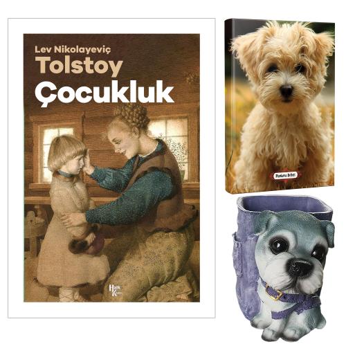 Çocukluk - Tolstoy ve Dekoratif Köpek Kalemlik - Neşeli Yüz Planlama Defteri