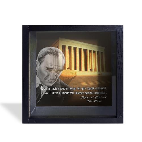 Camlı Ahşap Kumbara Anıtkabir "Siyah" - Halkkitabevi