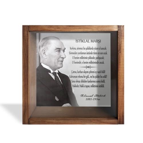 Camlı Ahşap Kumbara İstiklal Marşı - Halkkitabevi