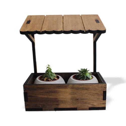 Çatılı Dekoratif 2'li Beton Saksı Standı - Halkkitabevi