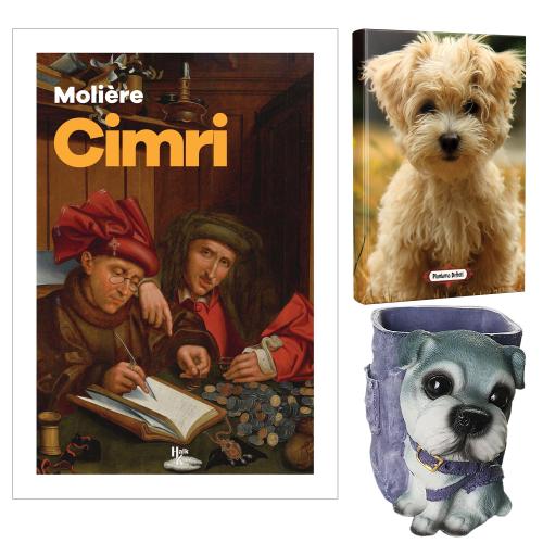 Cimri - Moliere ve Dekoratif Köpek Kalemlik - Neşeli Yüz Planlama Defteri