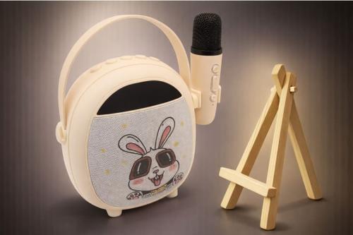 Çocuklara Özel Retro Tasarımlı Bluetooth Karaoke Mikrofon ve Ahşap Tri