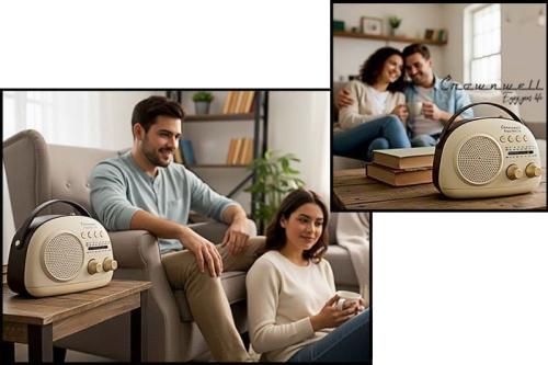 Crownwell Taşınabilir Bluetooth Retro Radyo Arizona Serisi / Grey - Ha