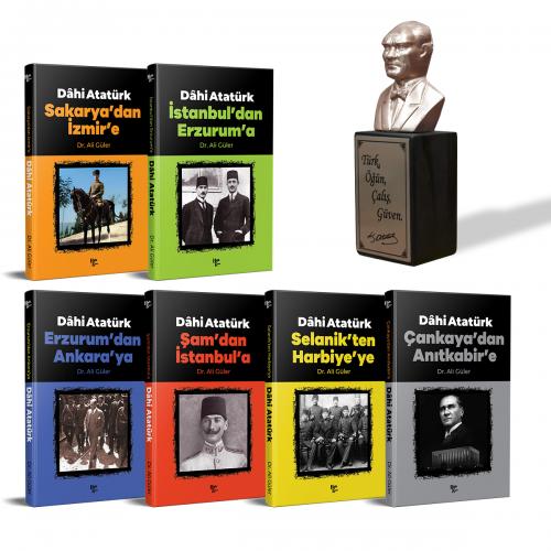 Dahi Atatürk Seti - 6 Kitap ve Atatürk Büstü Bronz - Halkkitabevi