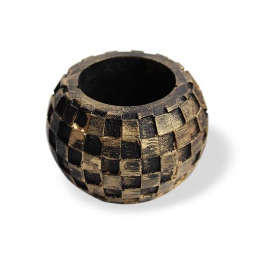 Damalı Küre Beton Saksı, Siyah Altın Varaklı