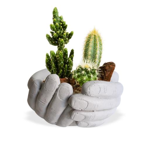 El Desenli Küçük Boy Beton Saksı