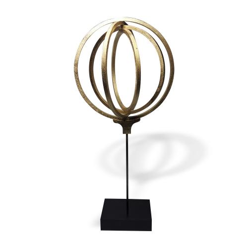 Elenor, Ahşap Halkalı Ayaklı Dünya Biblo Altın Renk"Büyük Boy" - Halkk