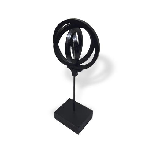 Elenor, Ahşap Halkalı Ayaklı Dünya Biblo Siyah Renk "Küçük Boy" - Halk