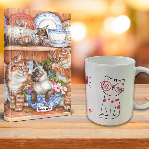 Evin Kedileri Ajanda Sevimli Kedi Kupa Seti - Halkkitabevi