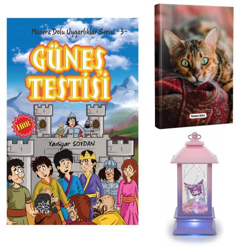 Güneş Testisi - Şaşkın Kedi Planlama Defteri ve Kuromi Temalı Fener Tipi Işıklı Kar Küresi