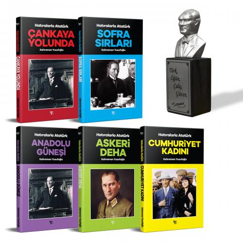 Hatıralarla Atatürk Seti - 5 Kitap ve Atatürk Büstü Gümüş - Halkkitabe