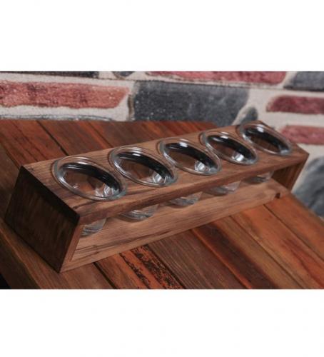 5'Li Ahşap T-Lıght Cam Mumluk - Halkkitabevi