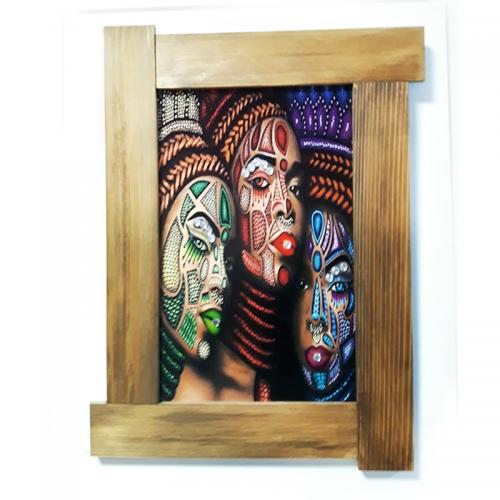 3D Dövmeli Kadınlar Ahşap Tablo - Halkkitabevi