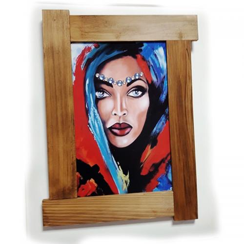 3D Portre Kadın Ahşap Tablo - Halkkitabevi