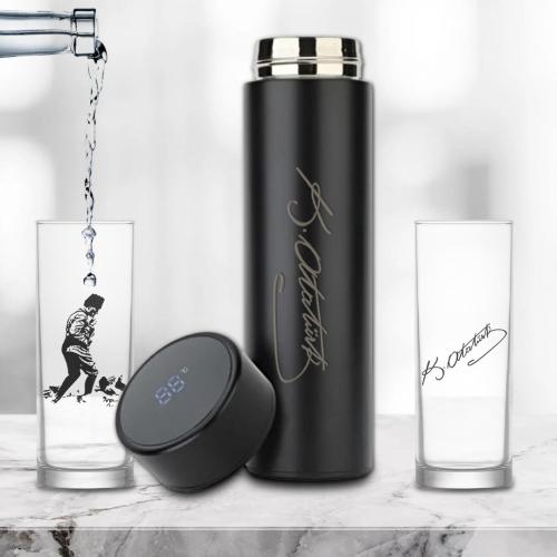 İkili Kocatepe Meşrubat Bardağı - Atatürk İmzalı Dereceli Termos