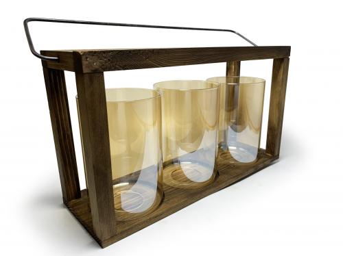 3'lü Ahşap Fener Mumluk - Halkkitabevi