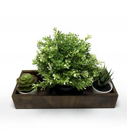 3 Göz Ahşap Çiçeklik