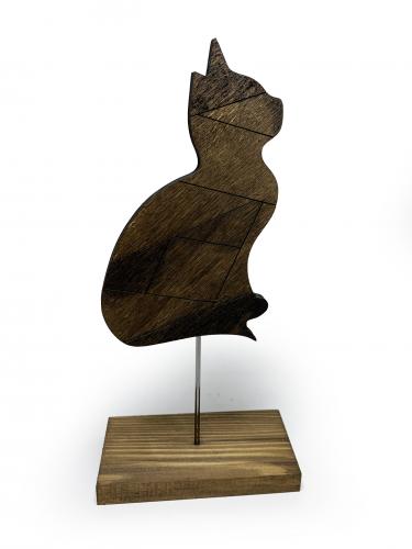 Ayaklı Ahşap Tonlamalı Kedi - Halkkitabevi