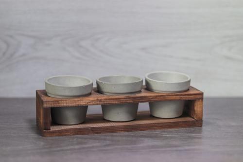 HK Dekor Lora 3'lü Beton Saksı ve Ahşap Stand - Halkkitabevi