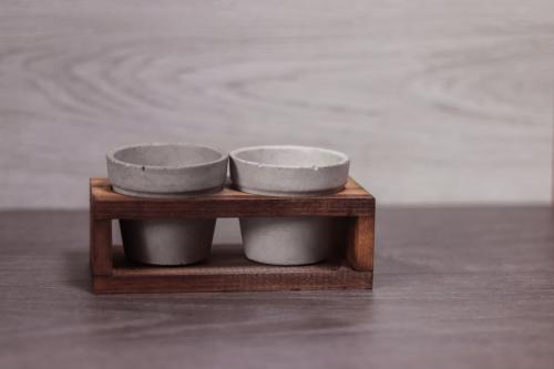 HK Dekor Lora 2'li Beton Saksı ve Ahşap Stand