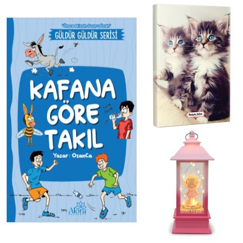 Kafana Göre Takıl - Maviş Kediler Planlama Defteri ve Melek Kız Temalı Fener Tipi Işıklı Kar Küresi