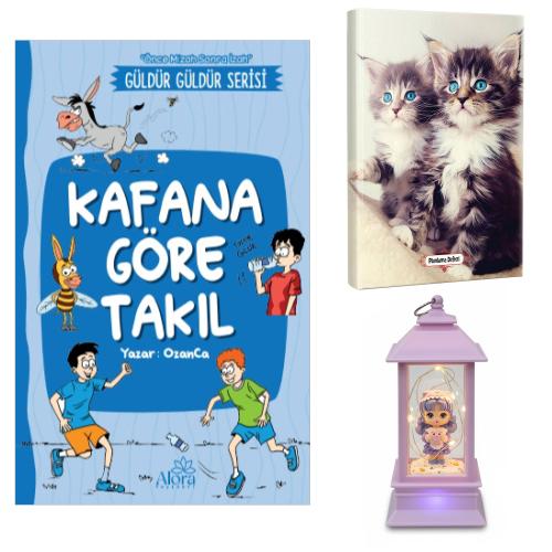 Kafana Göre Takıl - Maviş Kediler Planlama Defteri ve Oyuncak Domuzcuklu Kız Fener Tipi Işıklı Kar Küresi