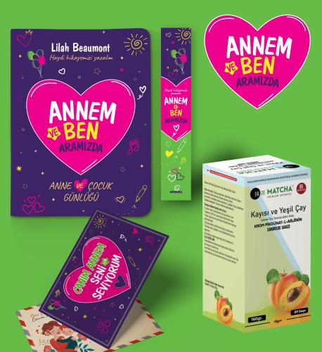 Annem ve Ben Aramizda Günlügü Karpostal-Ayraç ve Kayısılı Matcha Seti