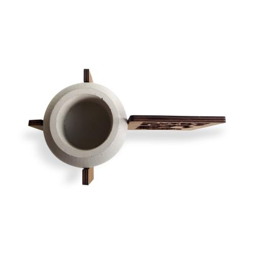 Kedi Figürlü Beton Saksılı Ahşap Stand - Halkkitabevi