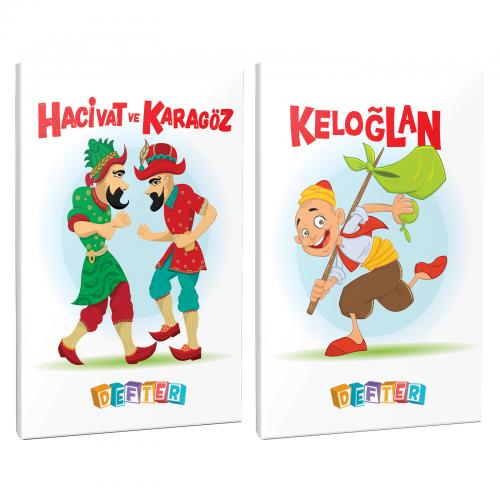 Keloğlan ve Hacivat 2'li 64 Sayfa 13,5x19,5 Okul Defteri Seti