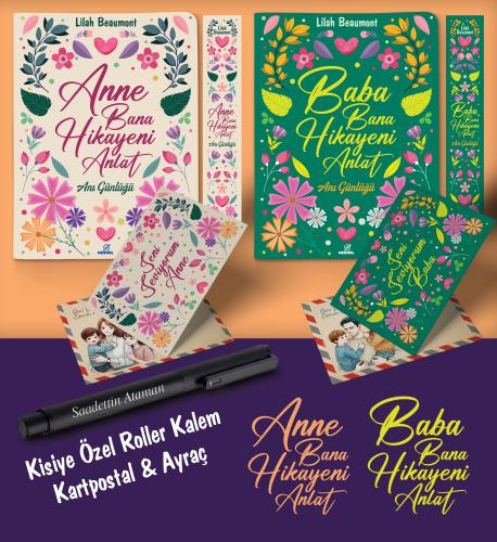 Kişiye Özel Anne ve Baba Bana Hikayeni Anlat Ayraç Kartpostal Kalem - Siyah