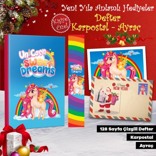 Kişiye Özel Kartpostallı Hediye Seti - 1 Sweet Dreams 128 Sayfa Deft