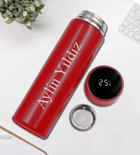 Kişiye Özel Kırmızı Dereceli Termos
