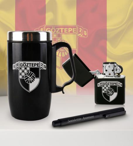 Kişiye Özel Taraftar Seti - Termos Kupa Bardak - Benzinli Çakmak - 