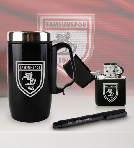 Kişiye Özel Taraftar Seti - Termos Kupa Bardak - Benzinli Çakmak - Met