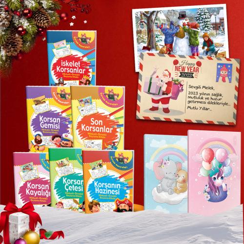 Kişiye Özel Kartpostallı -  Korsanlar Boyama Seti - 6 Kitap  2  Defter -1