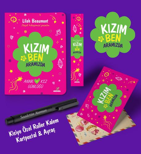 Kızım ve Ben Aramızda Ayraç Kartpostal Kişiye Özel Kalem - Siyah