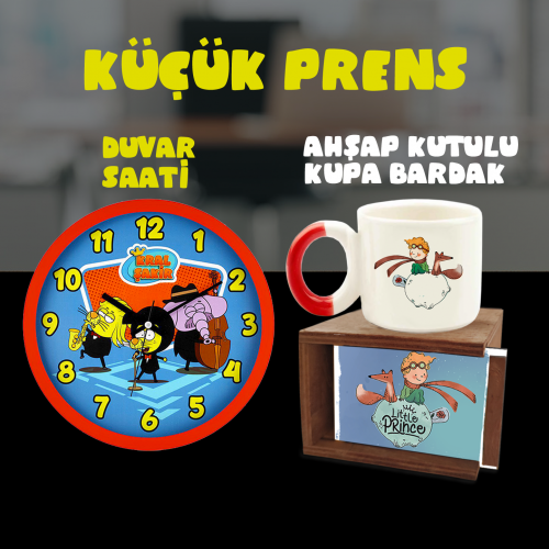 Küçük Prens Hediye Seti - Kutulu Fincan - Duvar Saati