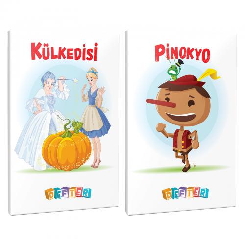 Külkedisi ve Pinokyo 2'li 64 Sayfa 13,5x19,5 Okul Defteri Seti