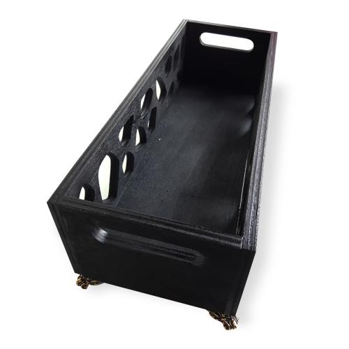 Leopar Desenli Ahşap Kasa, Payitaht Ayaklı, Siyah - Halkkitabevi