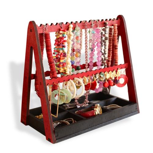 Lili Ahşap Takı Standı Kırmızı & Siyah - Halkkitabevi