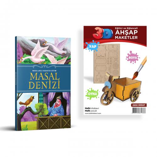 Masal Denizi + Kasalı Bisiklet Ahşap Boyama