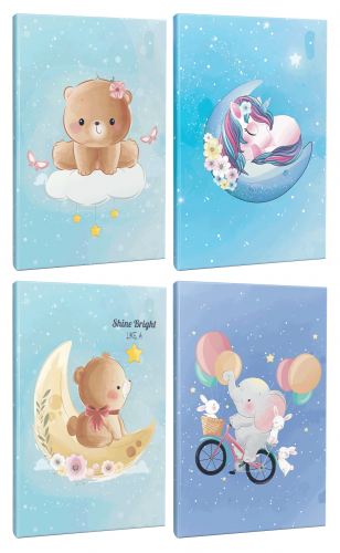 Mavi Düşler 4lü 64 Sayfa Çizgili Okul Defteri Seti -1