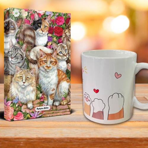 Meraklı Kediler Ajanda Sevimli Patiler Kupa Seti - Halkkitabevi