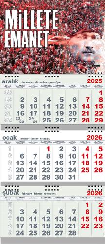 Millete Emanet 2026 Gemici Duvar Takvimi