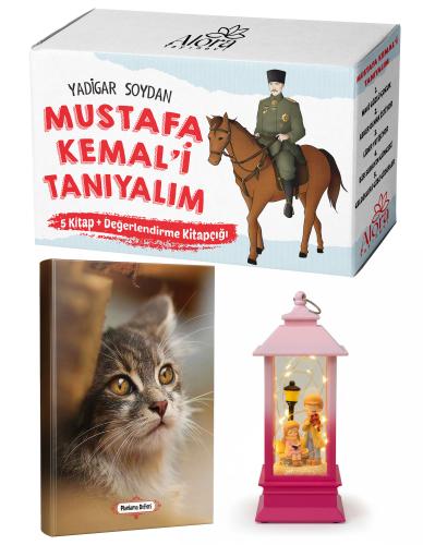Mustafa Kemali Tanıyalım 5 Kitap - Minik Kedi Planlama Defteri ve Melodi ve Huzur Fener Tipi Işıklı Kar Küresi