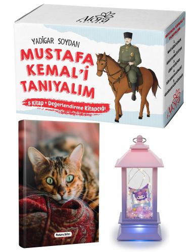 Mustafa Kemali Tanıyalım 5 Kitap - Şaşkın Kedi Planlama Defteri ve Kuromi Temalı Fener Tipi Işıklı Kar Küresi