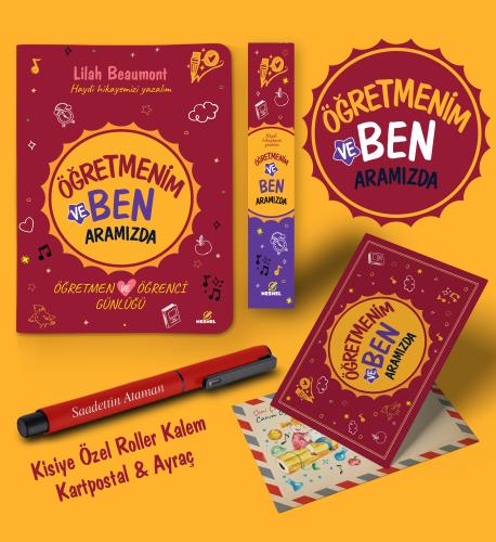 Öğretmenim ve Ben Aramızda Ayraç Kartpostal Kalem - Kırmızı