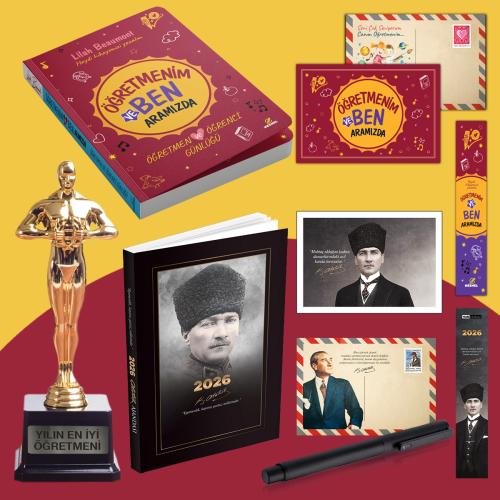 Öğretmenim ve Ben Aramızda - Oscar Heykeli - Komutan 2026 Atatürk Ajandası ve Roller Kalem